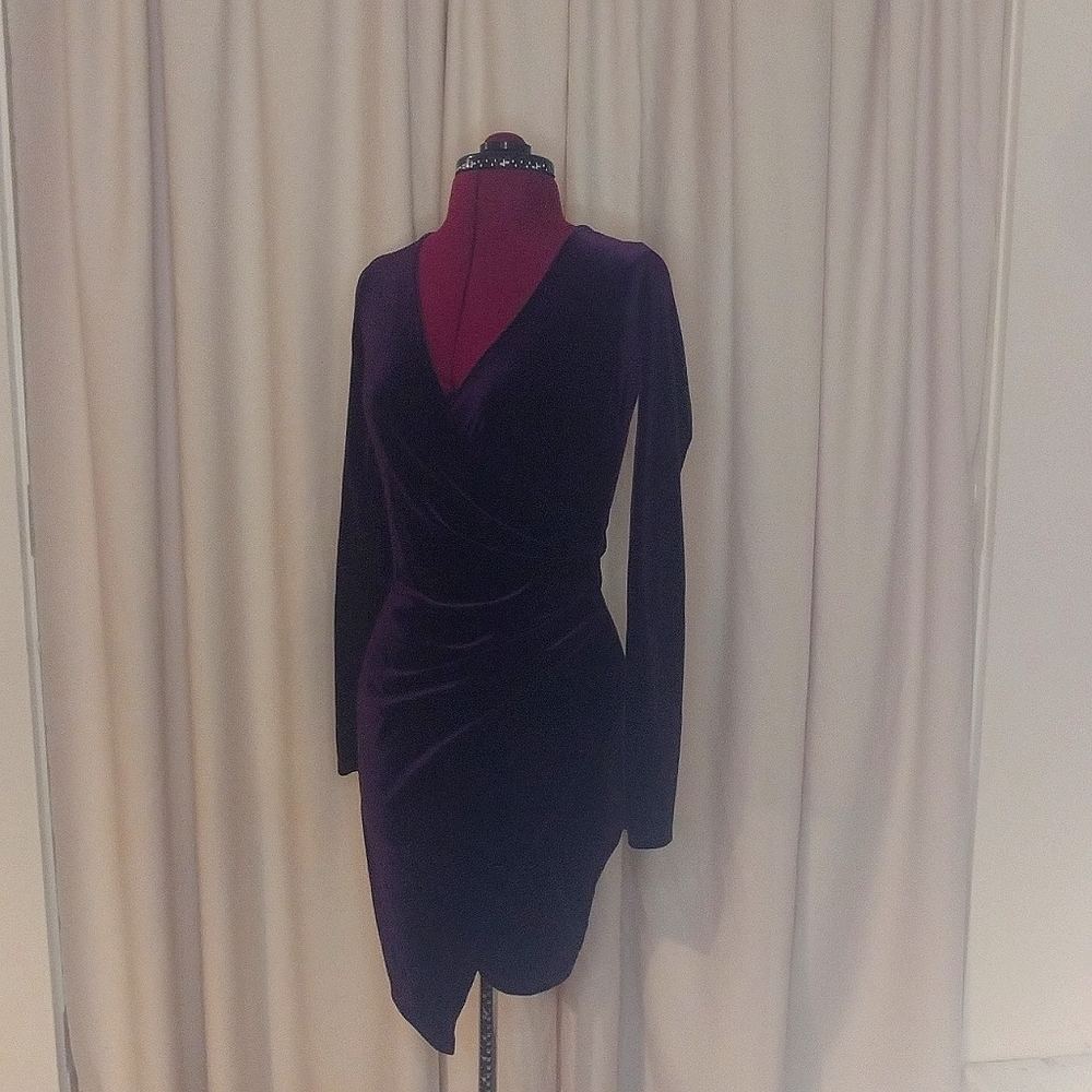 A'gaci purple faux wrap dress.